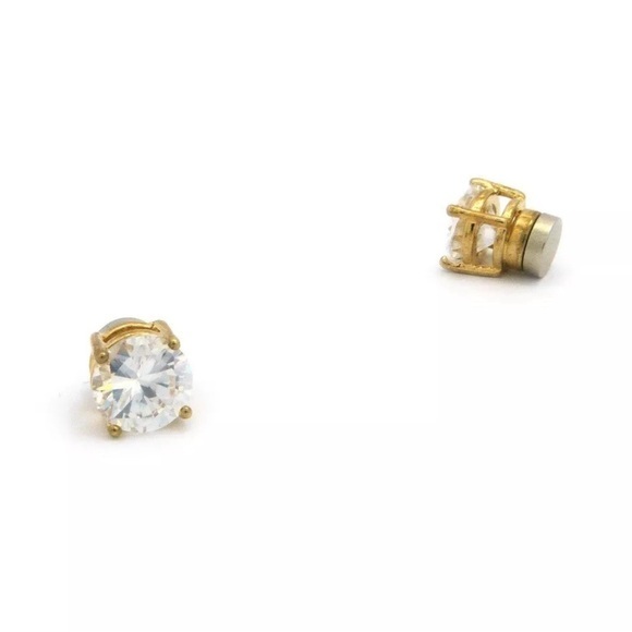 4mm to 10mm Gold Plated Round Shape Cubic Zirconia Magnetic Stud Earring CZRM-G - Picture 3 of 3